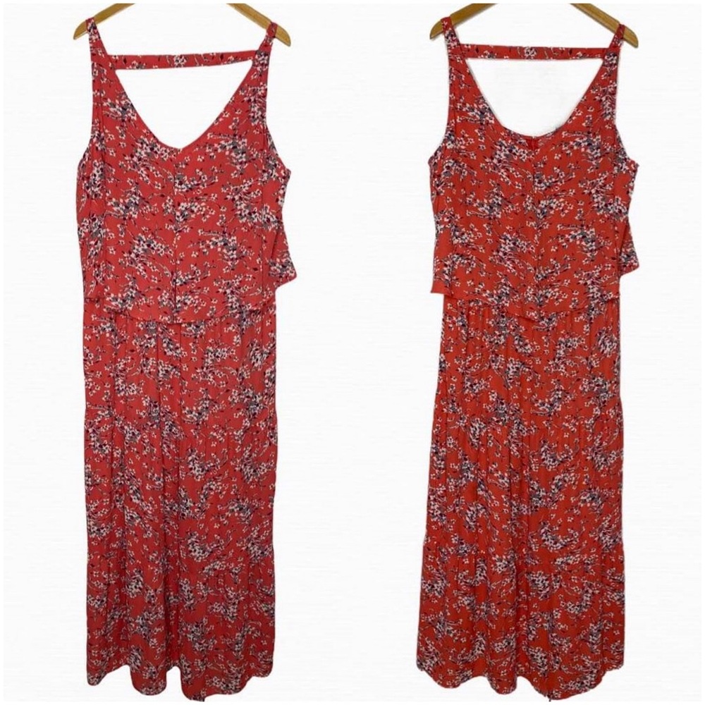 Boutique+ Plus Size Salmon Pink Floral Sleeveless Maxi Dress Size 2X